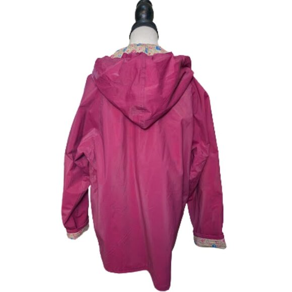 JG Hook Floral Lined Rain Jacket Size Small | Raspberry Pink Hooded Waterproof - Picture 6 of 12
